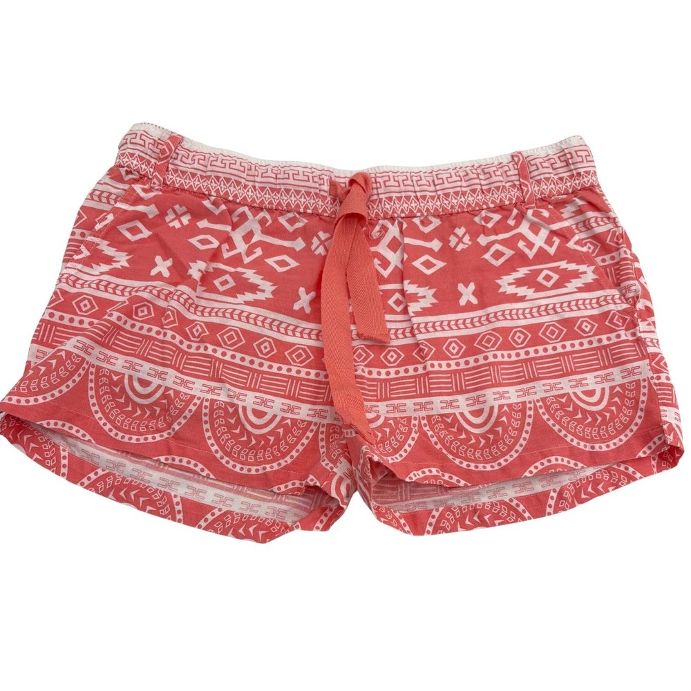 Lagaci Womens Tribal Print Shorts XL Cotton & Linen Blend Coral